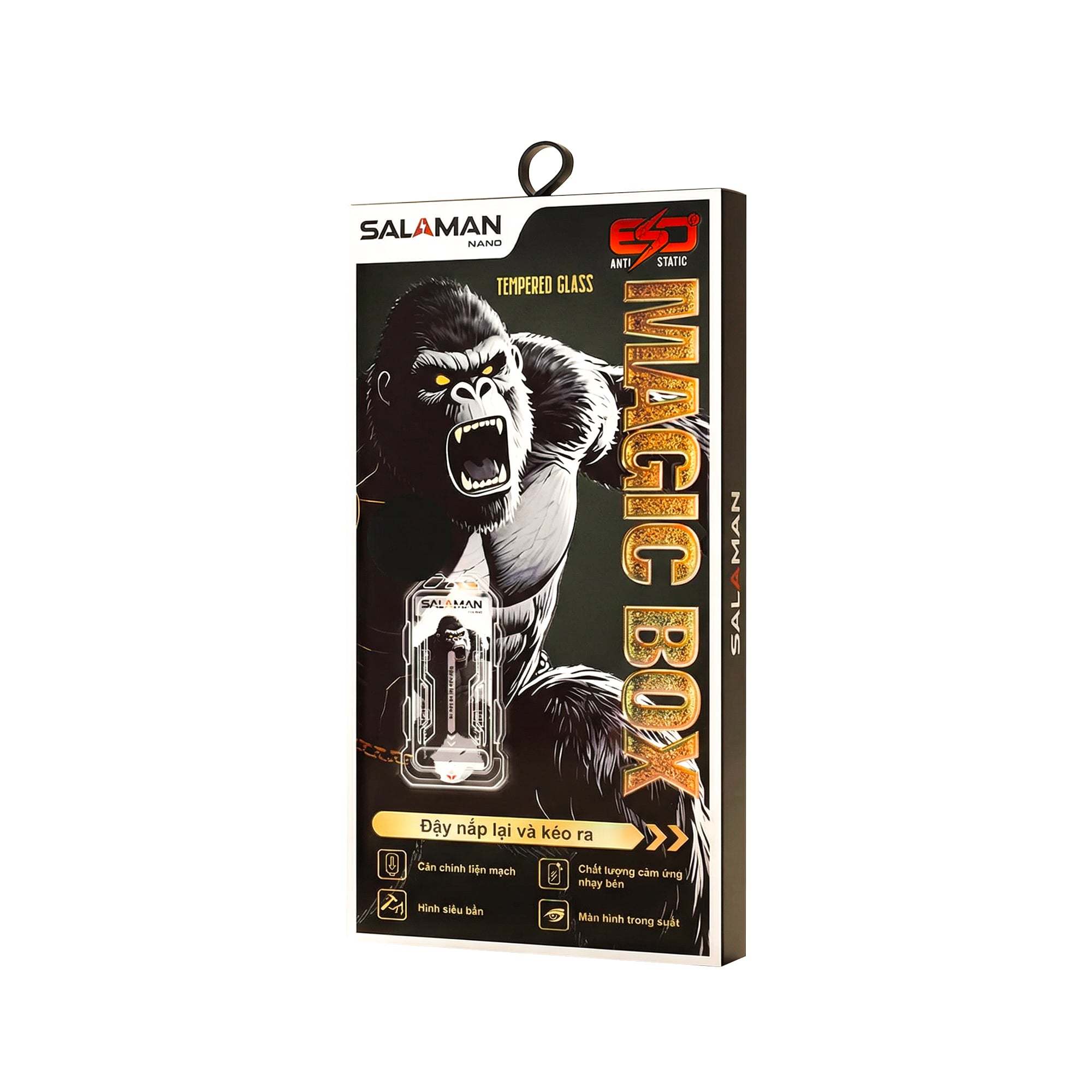 Kính Cường Lực SALAMAN Nano kèm khung tự dán - Viền Chống Vỡ Titan